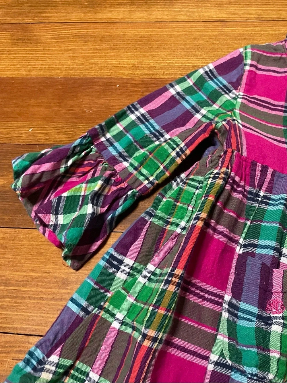 Ralph Lauren Pink and Green Plaid Ruffle Dress Size 24 Months